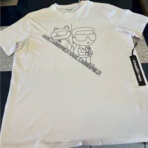 Karl Lagerfeld White Tee with Graphic Design Xl New